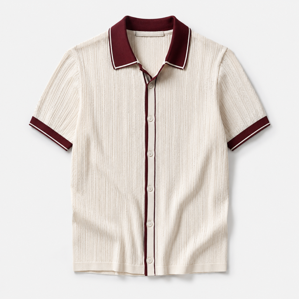RHEX Burgundy Knit Polo Shirt